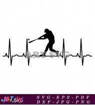 Baseball Heartbeat Silhouette Design Printable Clipart SVG 1