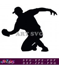 Baseball Player Silhouette in Action Pose SVG