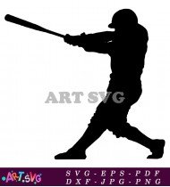 Baseball Bat and Batter Silhouette Design SVG