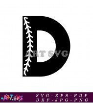 Black D Letter With Baseball Stitch SVG