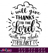 I Will Give Thanks To The Lord Quote Design SVG