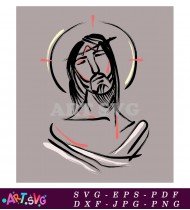 Christian Illustration Of Jesus With Crown Of Thorns SVG