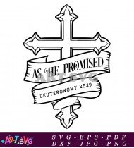 Christian Cross Design With As He Promised SVG