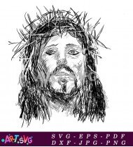 Black And White Drawing Of Jesus SVG