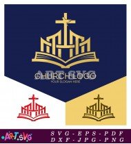 Church Logo With Bible Open SVG