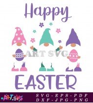 Happy Easter Gnome Garden Design SVG