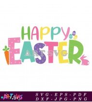 Happy Easter Typography With Rainbow SVG