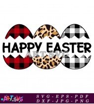 Happy Easter Egg Clipart With Checkered Pattern SVG