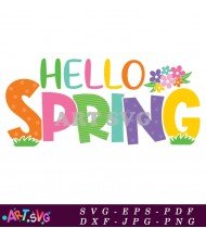 Hello Spring Design With Colorful Letters SVG