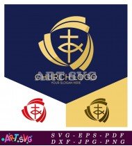 Church Logo Fish Cross Christian Religious Symbol SVG