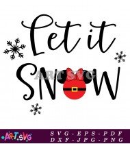 Let It Snow Christmas Mickey Mouse Printable SVG