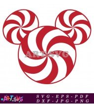 Peppermint Candy Mickey Mouse Christmas Design SVG