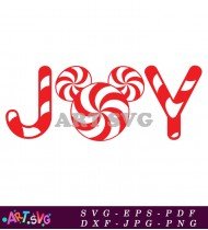 Joyful Christmas Candy Cane Mouse Ears Design SVG