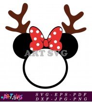 Christmas Reindeer Mickey Mouse Head Silhouette Clipart SVG