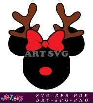 Reindeer Mickey Mouse Silhouette Christmas Cut File SVG