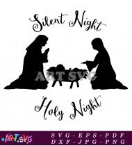 Christmas Holy Night Silhouette Svg Cut File SVG