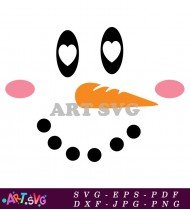 Snowman Face Illustration With Winking Eyes Design SVG