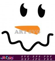 Wavy Mouth Snowman Face Cartoon Vector SVG