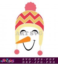 Happy Snowman Face with Yellow Hat SVG