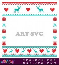 Ugly Christmas Sweater Reindeer Red Heart SVG