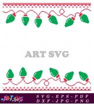 Red And Green Christmas Lights String SVG