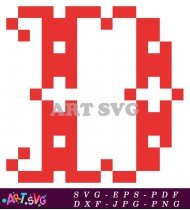 Christmas Red Pixel Art H Letter Design SVG