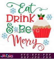 Eat Drink Be Merry Christmas Design SVG 1