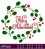 Feliz Navidad Christmas Wreath Cut File SVG 1