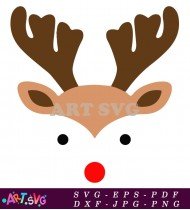 Christmas Reindeer Face with Big Antlers and Closed Eyes SVG