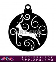 Black And White Reindeer Ornament Design SVG