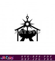 Silhouette Of Baby Jesus In A Stable SVG