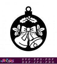 Christmas Ornament With Bells And Holly Design SVG