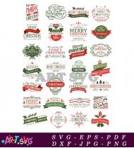 Merry Christmas Ornament With Various Designs SVG