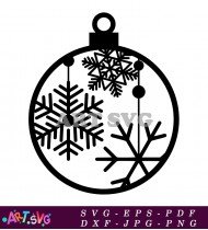 Elegant Christmas Ornament With Snowflake Design SVG