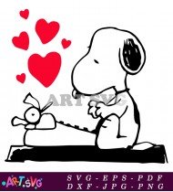 Snoopy With Red Hearts For Valentine's Day SVG