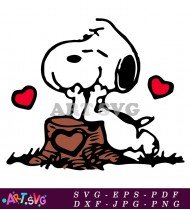 Cute Snoopy Holding a Heart Vector SVG 1