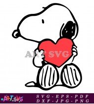 Snoopy with Heart Vector Image Red SVG 1