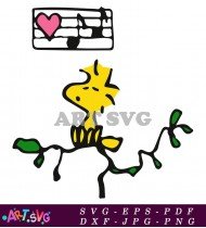 Cartoon Snoopy With Woodstock Valentine's Day SVG