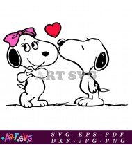 Snoopy Illustration Valentine's Day With Heart SVG 1