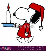 Cute Snoopy Cartoon Character Red Outfit Festive SVG