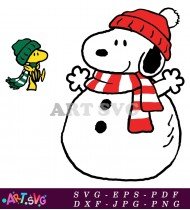 Cartoon Snowman Winter Christmas Ornament Snoopy SVG