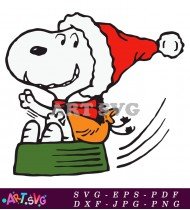 Snoopy Cartoon Character Holiday Outfit Holding SVG