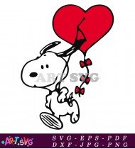 Snoopy Holding Balloon Heart Up SVG