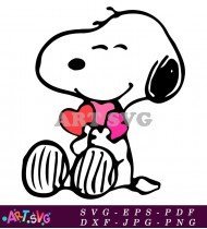 Snoopy Sitting Holding Two SVG