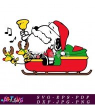 Snoopy Christmas Santa Claus Sled Dog SVG