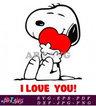 Snoopy Holding Heart Valentine's Day Cartoon SVG