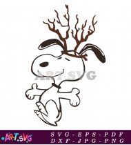 Snoopy Reindeer Antlers Christmas SVG