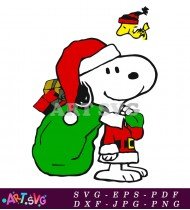 Snoopy Christmas Santa Bag Cute Character SVG