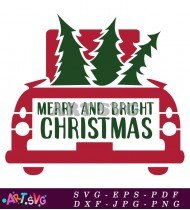 Merry And Bright Christmas Holiday Festive Graphic SVG