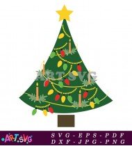 Christmas Tree With Lights Ornaments And Star SVG